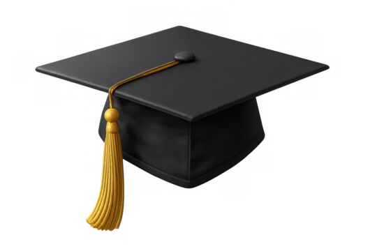 Black graduation cap with golden tassel celebrating achievement