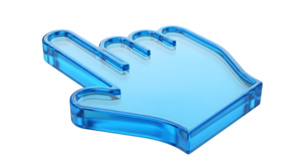 A blue cursor icon
