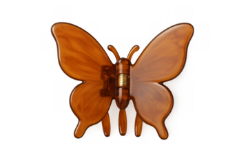 Butterfly hair claw clip brown plastic accessory