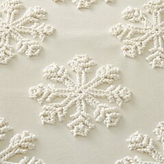A beautifully crafted white snowflake design on textured canvas provides a stunning visual that encapsulates the elegance and complexity of winter's unique formations.