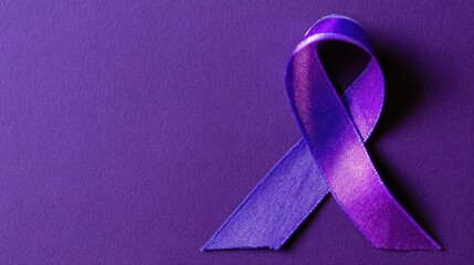 International Overdose Awareness: Purple Ribbon Symbolizing Hope on a Solid Background