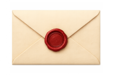 Vintage envelope with red wax seal