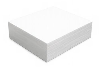 Stack of blank white paper on transparent background