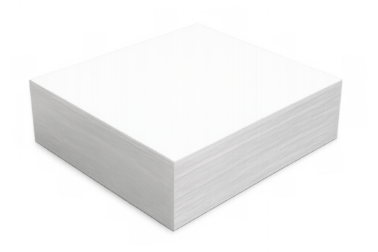 Stack of blank white paper on transparent background