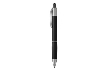 Fototapeta premium Black and silver realistic ballpoint pen mockup with transparent background