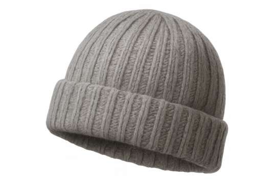 Gray knit wool beanie hat warm accessory