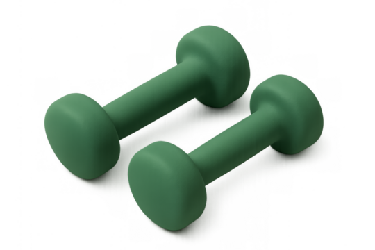 Pair of green dumbbells for fitness exercise and workout