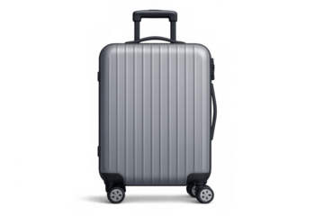 Silver rolling suitcase for international travel and vacation