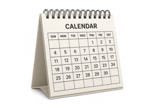 Desk flip calendar showing dates for schedule and planning