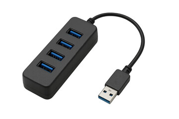 Black usb 3.0 hub expanding computer connectivity