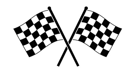 Fototapeta premium Two checkered racing flags crossed, isolated on a transparent background