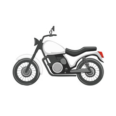 Fototapeta premium Classic White Motorcycle Side View Vector Illustration