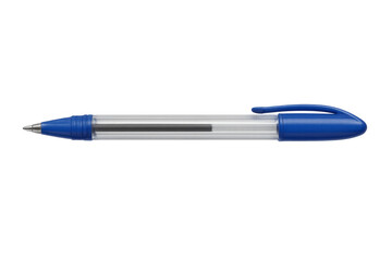 Blue ballpoint pen writing office supply transparent background