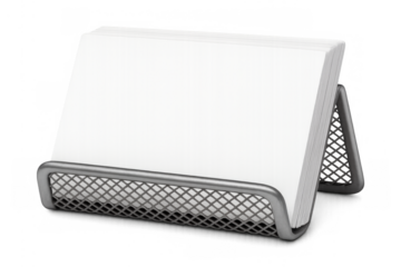 Blank white business cards in metal holder