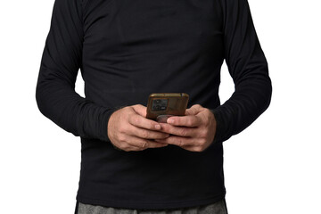 adult man using "SeniorLife" tablet notebook cell phone communication technology