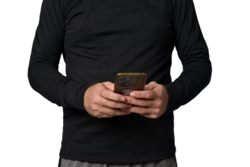 adult man using "SeniorLife" tablet notebook cell phone communication technology