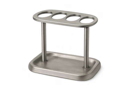 Metal toothbrush holder for dental hygiene on transparent background