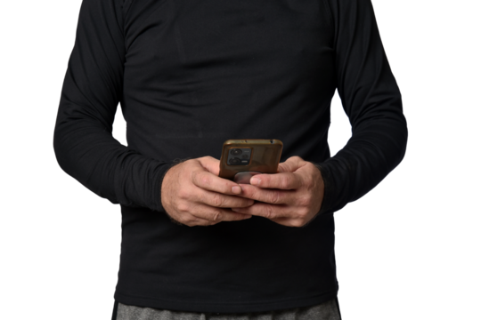 adult man using "SeniorLife" tablet notebook cell phone communication technology