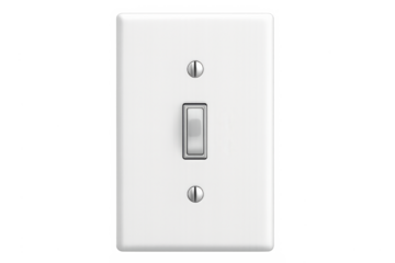 White toggle light wall switch on transparent background