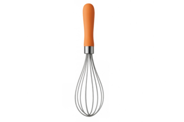 Kitchen whisk with orange handle for cooking