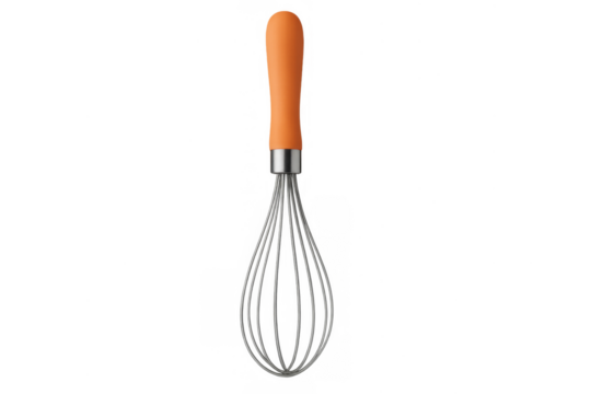 Kitchen whisk with orange handle for cooking
