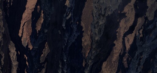 Volcanic Lava Flow Abstract Aerial View Dark Earth Texture