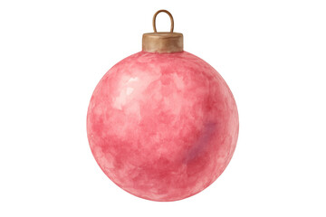 Watercolor pink christmas bauble decoration, festive holiday ornament creating a joyful atmosphere, transparent background