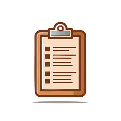 Brown Clipboard with Checklist and Shadow for Notes and Tasks