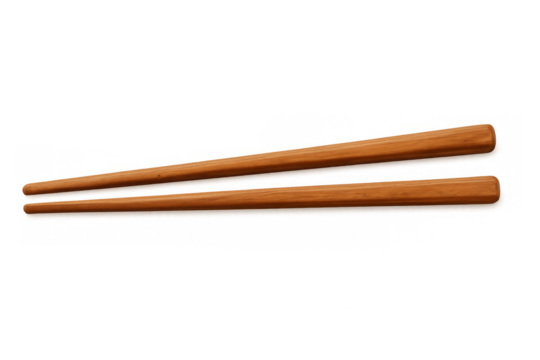 Wood chopsticks for asian eating with transparent background