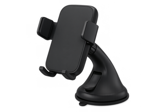 Black car phone holder with suction cup