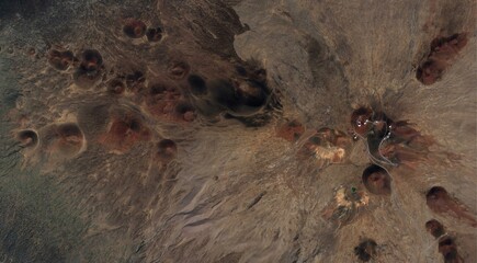 Volcanic Cinder Cones Aerial View Ash Desert Topography
