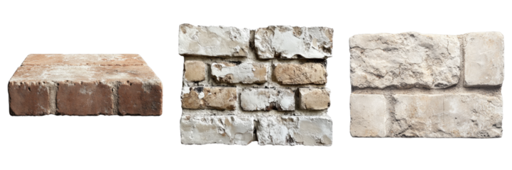 Different brick samples showcasing varying textures and colors, Perfect for architectural design and construction projects.
