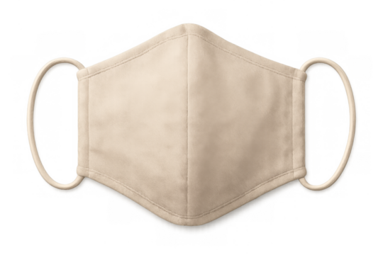Beige cloth face mask protecting respiratory health