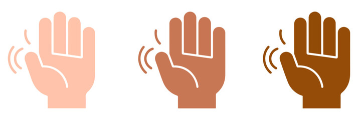 waving hand emoji icon set vector