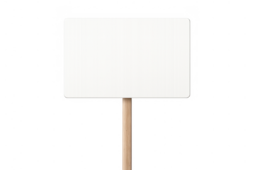 Blank protest sign or placard on wooden stick with transparent background, concept for activism and demonstration