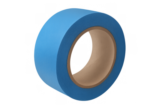 Blue painter's masking tape roll preparing for diy concept