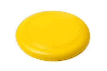 Yellow flying plastic disc toy for outdoor play