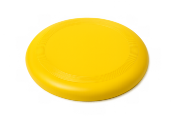Yellow flying plastic disc toy for outdoor play