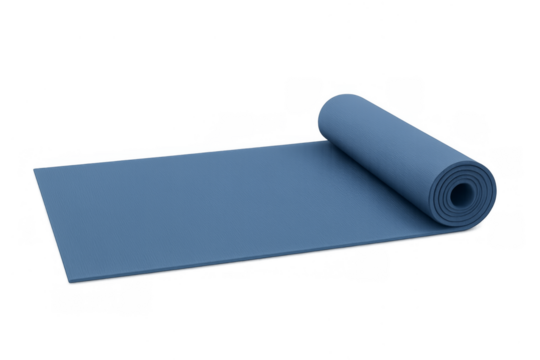 Blue yoga mat unrolling for fitness exercise - Powered by Adobe