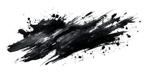 Abstract grunge brush stroke paint blot rough black texture .banner design artistic dirty splatter background .hand drawn ink stroke element for creative layout and artwork .