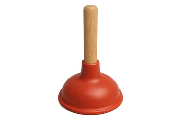 Plunger with wooden handle for plumbing cleaning