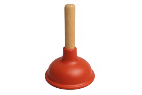 Plunger with wooden handle for plumbing cleaning