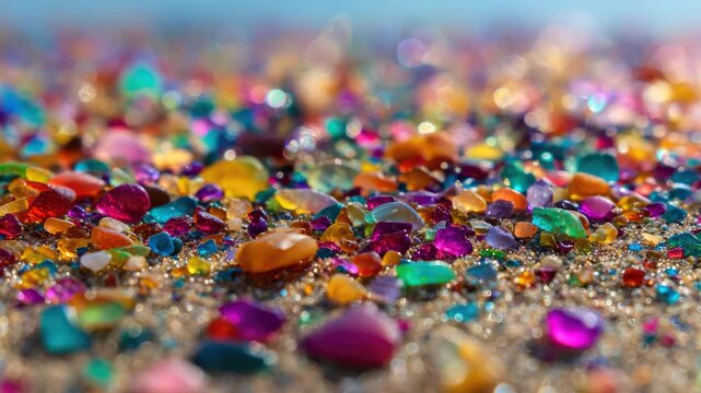 microplastics an the beach environmental pollution concept animation