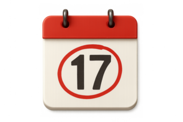 Calendar icon highlighting date 17 for reminder