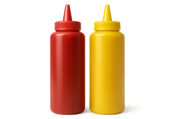 Ketchup and mustard squeeze bottles on transparency