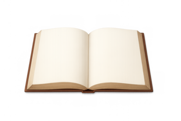 Open book with blank pages on transparent background