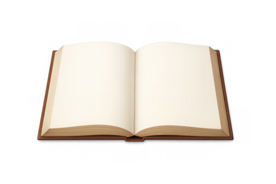 Open book with blank pages on transparent background