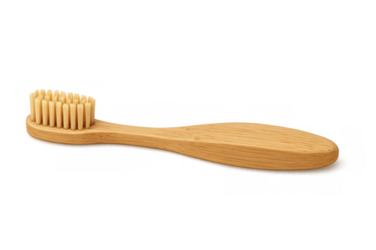 Bamboo toothbrush for oral hygiene on transparent background