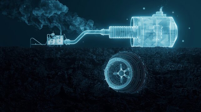 Digital oil extraction technology concept with a drilling platform model