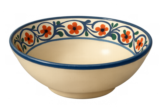 Ceramic bowl with hand-painted floral pattern